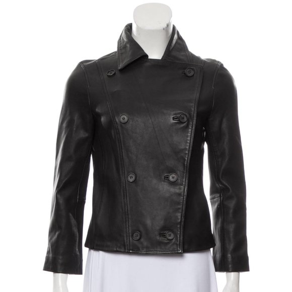 ALLSAINTS • Deebee Black Leather Double Breasted Blazer Jacket • UK 8 US 4 - Picture 11 of 13